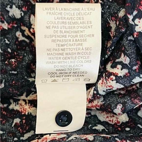 Joie | Floral Button Front Blouse Long Sleeve Peasant Boho Henley - Picture 8 of 8